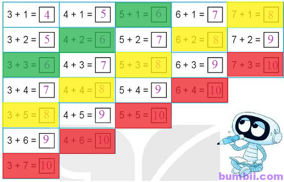 Bumbii Bài 12: Bảng cộng, bảng trừ trong phạm vi 10 trang 62 Vở bài tập toán lớp 1 tập 1 NXB Kết Nối Tri Thức Với Cuộc Sống h6