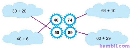 Bumbii Bài 30: Phép cộng số có hai chữ số với số có hai chữ số trang 49 Vở bài tập toán lớp 1 tập 2 NXB Kết Nối Tri Thức Với Cuộc Sống. H5