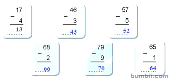 Bumbii Bài 31: Phép trừ số có hai chữ số cho số có một chữ số trang 51 Vở bài tập toán lớp 1 tập 2 NXB Kết Nối Tri Thức Với Cuộc Sống. H2