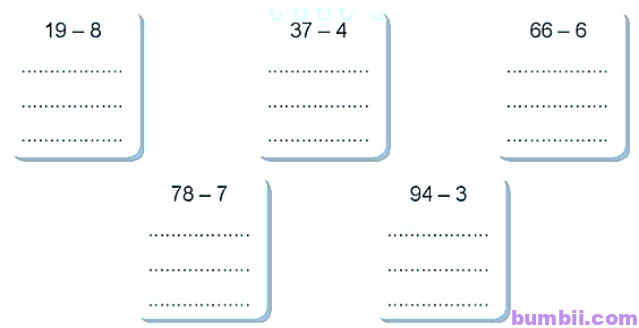 Bumbii Bài 31: Phép trừ số có hai chữ số cho số có một chữ số trang 51 Vở bài tập toán lớp 1 tập 2 NXB Kết Nối Tri Thức Với Cuộc Sống. H3