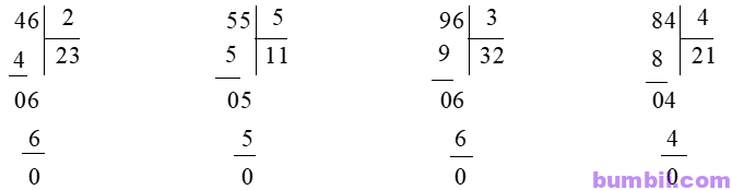 Bumbii Bài 26: Chia số có hai chữ số cho số có một chữ số trang 66 Vở bài tập toán lớp 3 tập 1 NXB Kết Nối Tri Thức Với Cuộc Sống. H2