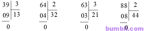 Bumbii Bài 26: Chia số có hai chữ số cho số có một chữ số trang 66 Vở bài tập toán lớp 3 tập 1 NXB Kết Nối Tri Thức Với Cuộc Sống. H3
