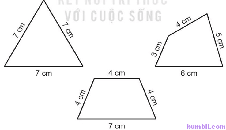 Bumbii Bài 50 Chu vi hình tam giác, hình tứ giác, hình chữ nhật, hình vuông trang 18 Vở bài tập toán lớp 3 tập 2 NXB Kết Nối Tri Thức Với Cuộc Sống. H2
