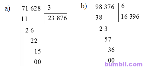 Bumbii Bài 71 Chia số có năm chữ số cho số có một chữ số trang 93 Vở bài tập toán lớp 3 tập 2 NXB Kết Nối Tri Thức Với Cuộc Sống. H3