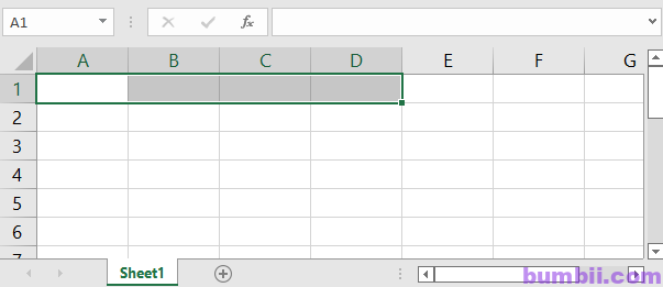 Khối ô tính A1:D1 trong phần mềm bảng tính MS Excel