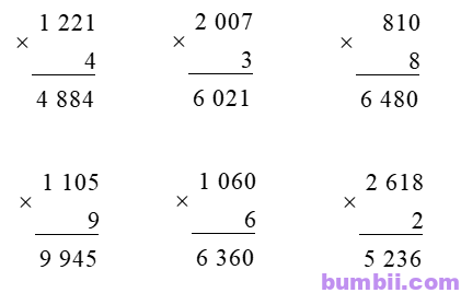 Bumbii Nhân số có bốn chữ số với số có một chữ số trang 26 Vở bài tập toán lớp 3 tập 2 NXB Chân Trời Sáng Tạo. H3