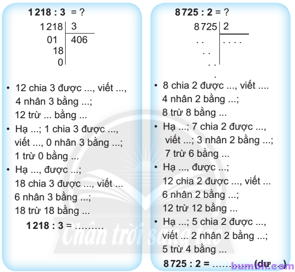 Bumbii Chia số có bốn chữ số cho số có một chữ số trang 29 Vở bài tập toán lớp 3 tập 2 NXB Chân Trời Sáng Tạo. H1