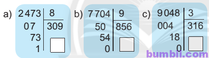Bumbii Chia số có bốn chữ số cho số có một chữ số trang 29 Vở bài tập toán lớp 3 tập 2 NXB Chân Trời Sáng Tạo. H4