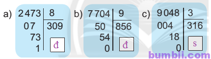 Bumbii Chia số có bốn chữ số cho số có một chữ số trang 29 Vở bài tập toán lớp 3 tập 2 NXB Chân Trời Sáng Tạo. H5