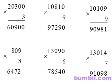 Bumbii Nhân số có năm chữ số với số có một chữ số trang 65 Vở bài tập toán lớp 3 tập 2 NXB Chân Trời Sáng Tạo. H3