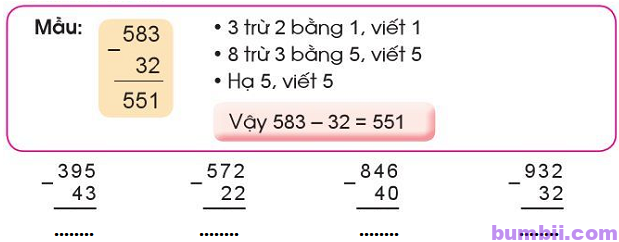 Bumbii Bài 80: Phép trừ (không nhớ) trong phạm vi 1000 trang 60 Vở bài tập toán lớp 2 tập 2 NXB Cánh Diều. H4