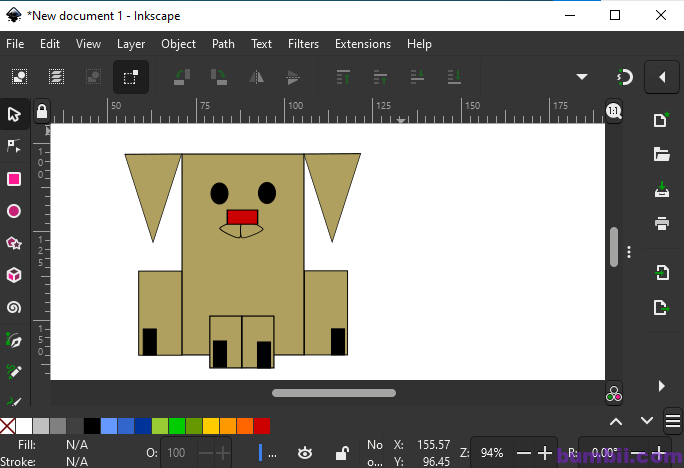 dùng phần mềm thiết kế đồ hoạ inkscape vẽ hình con chó