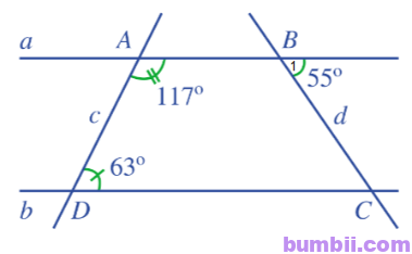 a) Vì sao hai đường thẳng a và b song song với nhau?
b) Tính số đo góc BCD.