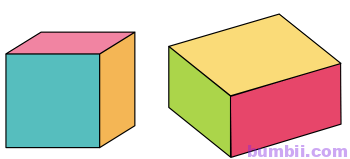 Bumbi Bài 2: Ôn tập về hình học và đo lường trang 8 SGK toán lớp 4 tập 1 Cánh Diều. 3. Sơn mỗi mặt của từng khối hình bên bằng một màu khác nhau. 