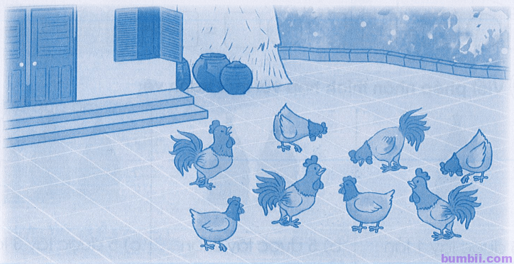 Bumbii trang 13 VBT toán lớp 3 tập 1 Cánh Diều. Một con gà có 2 chân. Hỏi 8 con gà có tất cả bao nhiêu chân 