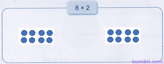 Bumbii Bài 11: Bảng nhân 8 trang 24 VBT toán lớp 3 tập 1 Cánh Diều. 4: Vẽ các nhóm chấm tròn thích hợp với phép nhân 8 x 2