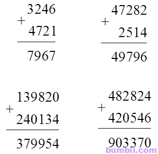 Bumbii Bài 22: Phép cộng các số có nhiều chữ số  trang 76 SGK toán lớp 4 tập 1 Kết Nối Tri Thức Với Cuộc Sống. 2. Đặt tính rồi tính