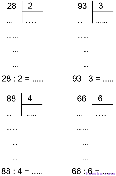 Bumbii Bài 36: Chia cho số có một chữ số trang70 VBT toán lớp 3 tập 1 Cánh Diều. 1 Tính