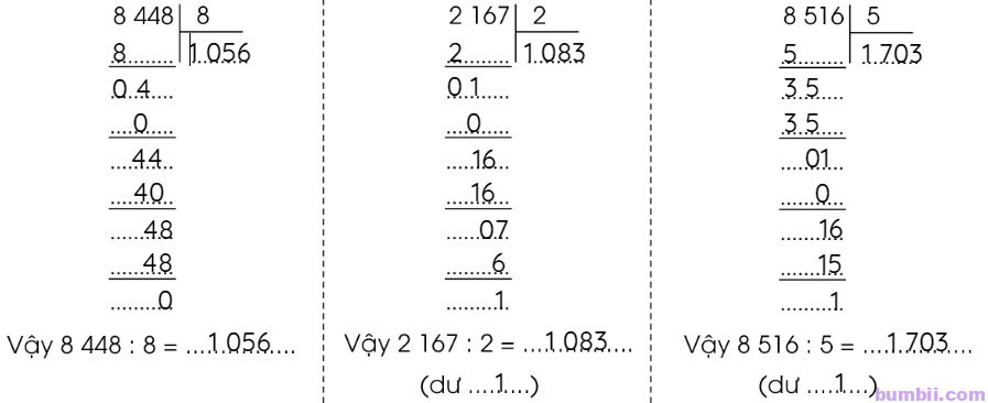 Bumbii Bài 87: Chia cho số có một chữ số trong phạm vi 100 000 (tiếp theo) trang 70 VBT toán lớp 3 tập 2 Cánh Diều. Hình 3