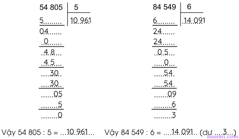 Bumbii Bài 87: Chia cho số có một chữ số trong phạm vi 100 000 (tiếp theo) trang 70 VBT toán lớp 3 tập 2 Cánh Diều. Hình 4