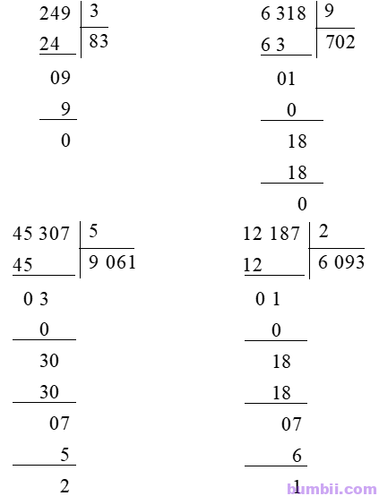 Bumbii Bài 87: Chia cho số có một chữ số trong phạm vi 100 000 (tiếp theo) trang 70 VBT toán lớp 3 tập 2 Cánh Diều. Hình 6