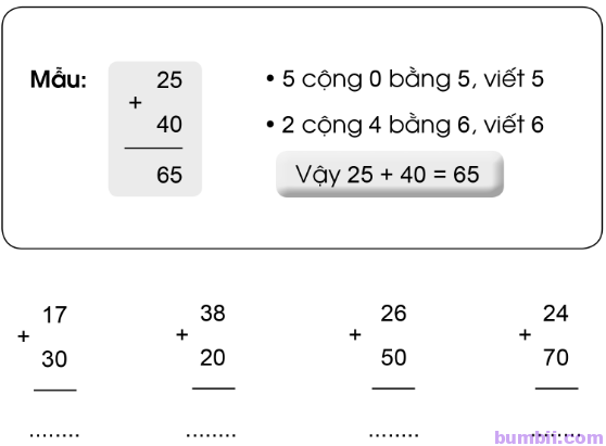 Bumbii Bài 61: Phép cộng dạng 25 + 4, 25 + 40 trang 46 Vở bài tập toán lớp 1 tập 2 Cánh Diều. Hình 4