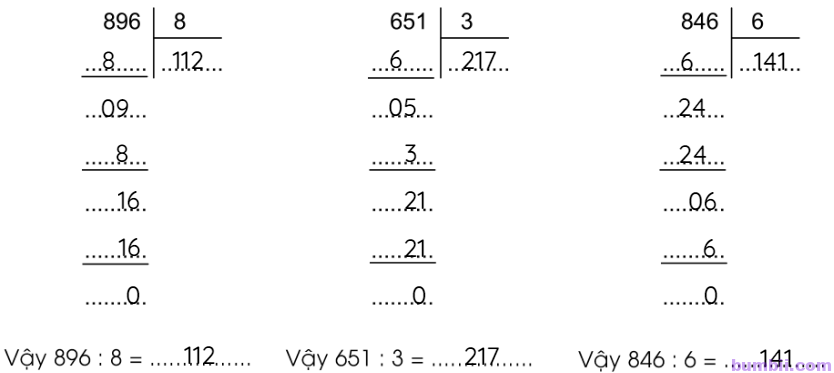 Bumbii Bài 85: Chia cho số có một chữ số trong phạm vi 100 000 (tiếp theo) trang 63 VBT toán lớp 3 tập 2 Cánh Diều. Hình 3